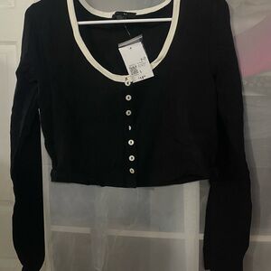 Elegant Black and White Women's Blouse